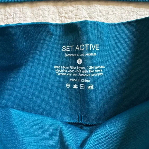 Set Active set shorts tank cropped teal blue small medium workout - Picture 4 of 9